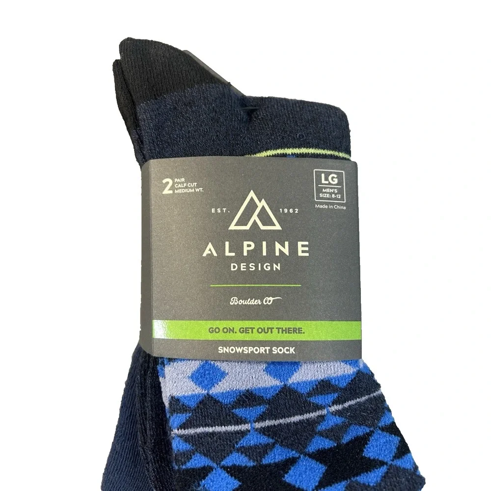 4 Pair‎ Aztec Bear WESTERN Blue Alpine Design Mens Ski Snow board Sock LG 8-13